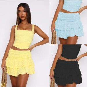 Women's Solid Color Lace Skirt